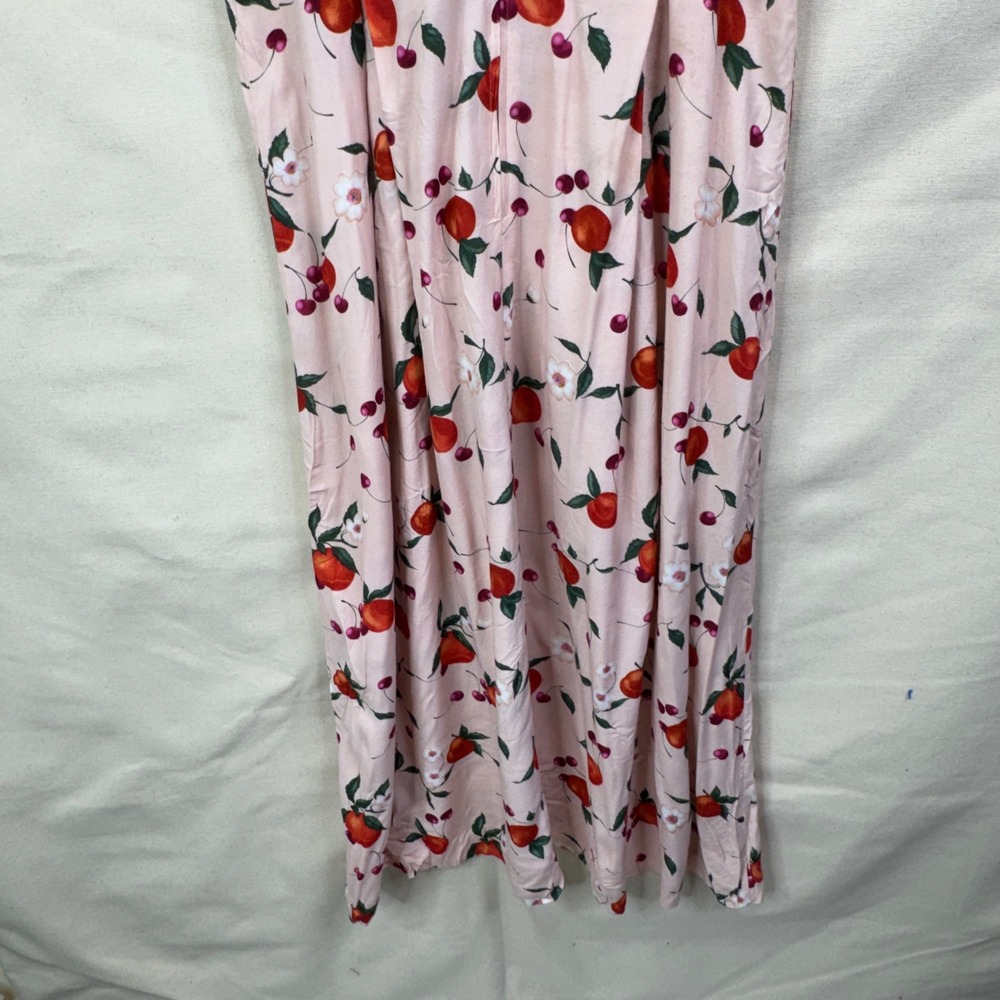Jeffrey & Dara Vintage Cherry Print Smocked Midi Dress 8 Pink Cottagecore 90s - Picture 11 of 14